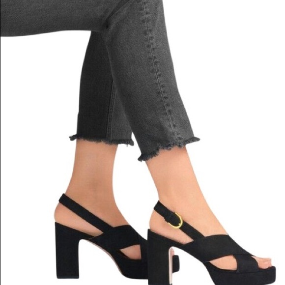 NIB Women’s Size 35 Stuart Weitzman Jerry Black Suede Sandals With Buckle Strap - Picture 2 of 15